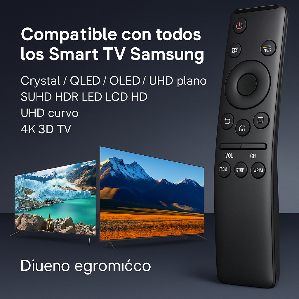Control remoto Smart ergonómico, simple y práctico para tu TV.
