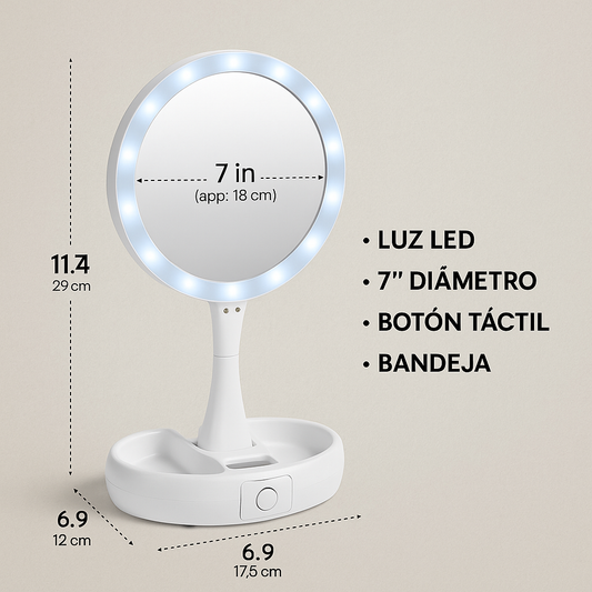 Espejo de maquillaje LED